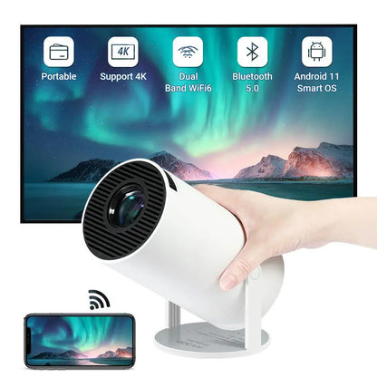 HY300 H713 Smart Mini Projector - Android 11, 720P, 4K, 160 ANSI, Dual Wi-Fi, Bluetooth 5.0, Portable Home Theater Solution